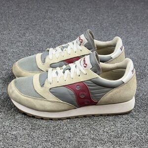 Saucony Jazz Original Vintage Mens Size 9 Gray Red Cream Retro Sneakers Shoes
